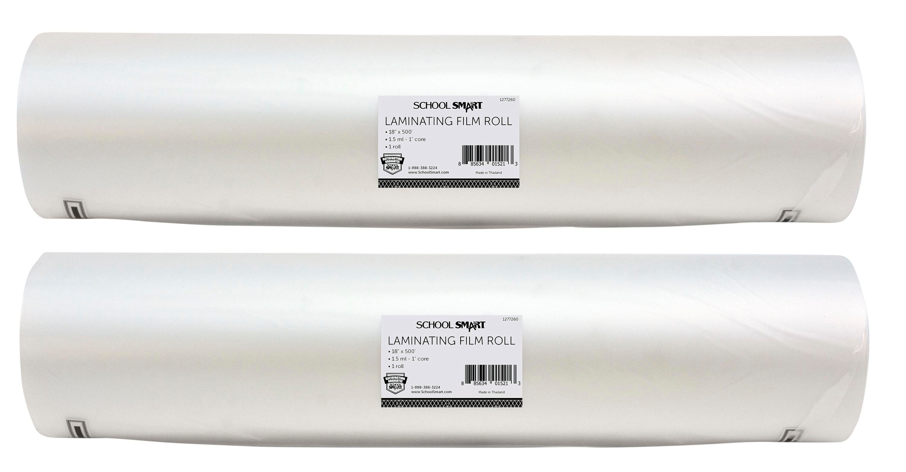 School Smart Laminating Film Roll, 18 Inches x 500 Feet, 1.5 mil Thick, High Gloss, Pack of 2 2099657